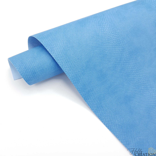 _Переплетный кожзам тиснение питон, голубой