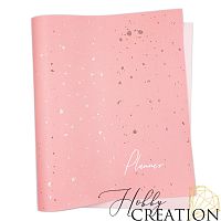 Кожзам с принтом "Золотые брызги / Планер" 26*46 см. тиснение под кожу, светло-розовый