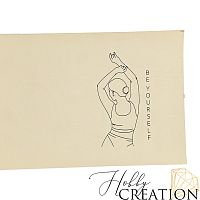 Кожзам с принтом "Be yourself" 18*28 см. матовый, латте