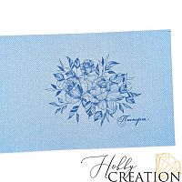 Кожзам с принтом "Цветы" 18*28 см. тиснение Твид, светло-голубой