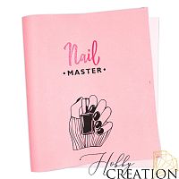 Кожзам с принтом "Nail master" 26*46 см. тиснение под кожу, светло-розовый