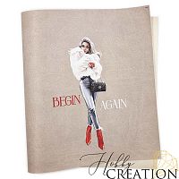 Кожзам с принтом "Мэри" 26*46 см. матовый, серо-розовый