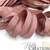 Молния металлическая №5, пыльная роза 