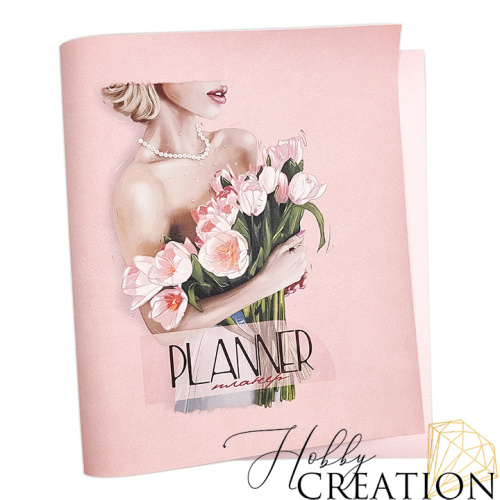 Кожзам с принтом "Лина" 26*46 см. матовый, зефирно-розовый