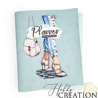 Кожзам с принтом "Гвен" 26*46 см. матовый II, пепельно-голубой