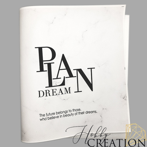 Кожзам с принтом "Dream plan / мрамор" 26*46 см. тиснение под кожу II, белый