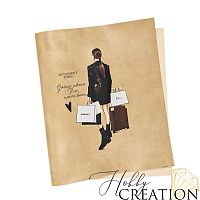 Кожзам с принтом "Селена" 26*46 см. полуглянцевый Каньон, бежево-персиковый