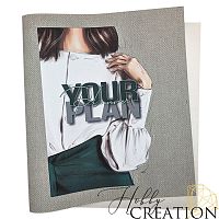 Кожзам с принтом "Керри" 26*46 см. тиснение Твид, платина