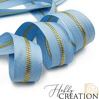 Молния металлическая №3, пепельно-голубая