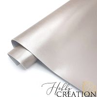 Переплетный кожзам глянцевый с перламутром, серо-розовый