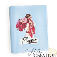 Кожзам с принтом "Лесли" 26*46 см. глянцевый, светло-голубой