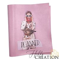 Кожзам с принтом "Богема" 26*46 см. глянцевый, пепельно-розовый