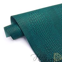 Переплетный кожзам тиснение крокодил, изумрудный