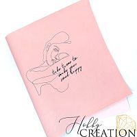 Кожзам с принтом "Линер" 26*46 см. матовый однотонный, светло-розовый