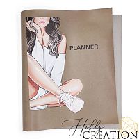 Кожзам с принтом "Кенди" 26*46 см. глянцевый, ледяной коричневый