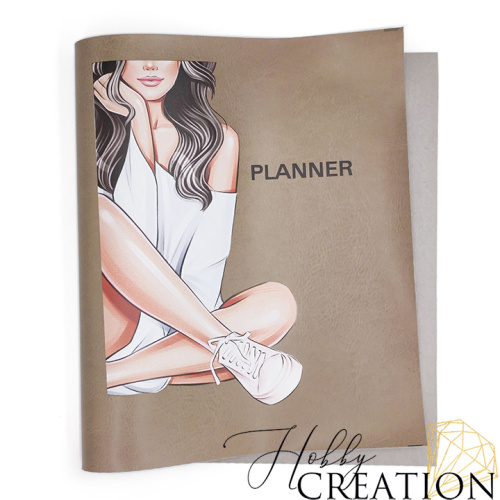 Кожзам с принтом "Кенди" 26*46 см. глянцевый, ледяной коричневый