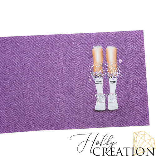 Кожзам с принтом "Ты прекрасна" 18*28 см. тиснение Твид, сиреневый