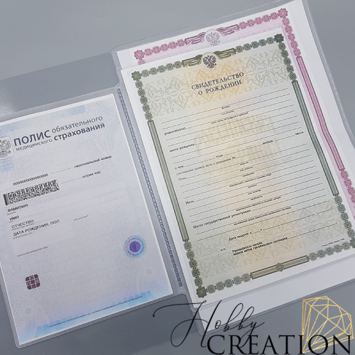 Вкладыш-органайзер для документов формат А4 на 1 комплект документов / 100 мкн.