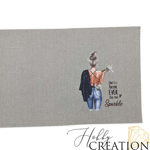 Кожзам с принтом "Жизель" 18*28 см. тиснение Твид, платина