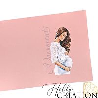 Кожзам с принтом "Амелия брюнетка" 18*28 см. тиснение под кожу, светло-розовый