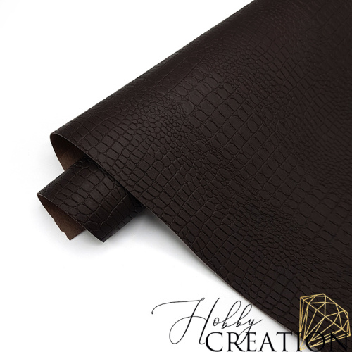 _Переплетный кожзам тиснение крокодил, горький шоколад