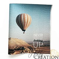 Кожзам с принтом "Каппадокия!" 26*46 см. тиснение крокодил, белый