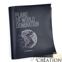 Кожзам с принтом "Plans of world domination" 26*46 см. полуглянцевый Гая, темно-синий
