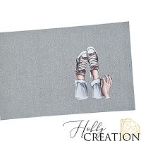 Кожзам с принтом "Кеды" 18*28 см. тиснение Твид, платина