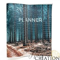 Кожзам с принтом "Тропинка в лесу!" 26*46 см. тиснение крокодил, белый