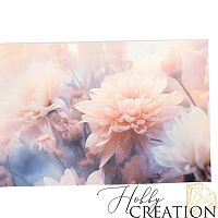 Кожзам с принтом "Нежная хризантема" 18*28 см. тиснение под кожу II, белый