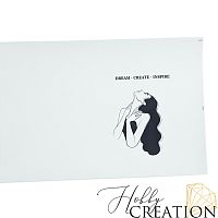 Кожзам с принтом "Dream Create Inspire" 18*28 см. матовый, бело-серый (холодный)