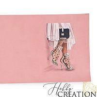 Кожзам с принтом "Fashion Valentino" 18*28 см. матовый II, пудрово-розовый