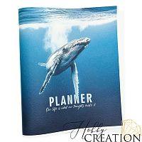 Кожзам с принтом "Кит" 26*46 см. тиснение под кожу II, белый