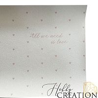 Кожзам с принтом "All we need is love" 26*46 см., тиснение под кожу, белый