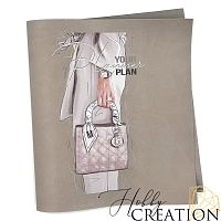 Кожзам с принтом "Эстер" 26*46 см. матовый, каменно-серый