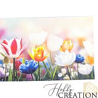 Кожзам с принтом "Весенние тюльпаны" 18*28 см. тиснение под кожу II, белый