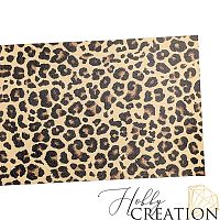 Кожзам с принтом "Пятна леопарда" 18*28 см. тиснение Шарм, бежево-персиковый