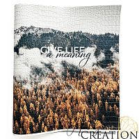 Кожзам с принтом "Give life a meaning!" 26*46 см. тиснение крокодил, белый