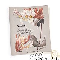 Кожзам с принтом "Никогда не сдавайся" 26*46 см. тиснение под кожу Шарм, серо-розовый