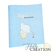 Кожзам с принтом "Слоник" 26*46 см. тиснение Джинс, светло-голубой