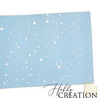 Кожзам с принтом "Серебряные брызги" 18*28 см. тиснение под кожу, светло-голубой