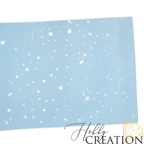 Кожзам с принтом "Серебряные брызги" 18*28 см. тиснение под кожу, светло-голубой Кожзам с принтом "Серебряные брызги" 18*28 см. тиснение под кожу, светло-голубой