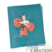 Кожзам с принтом "гороскоп рак / Агнес брюнетка " 26*46 см. матовый II, морская волна