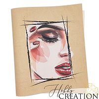 Кожзам с принтом "Beauty master" 26*46 см. тиснение под кожу Шарм, бежево-персиковый