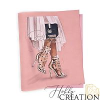 Кожзам с принтом "Fashion Valentino" 26*46 см. матовый II, пудрово-розовый