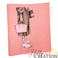 Кожзам с принтом "Fashion" 26*46 см. тиснение Твид, светло-розовый