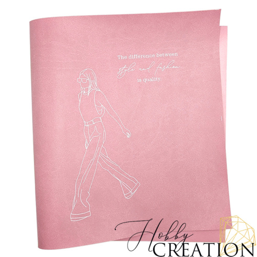 Кожзам с принтом "Style and fashion" 26*46 см. матовый, пепельно-розовый