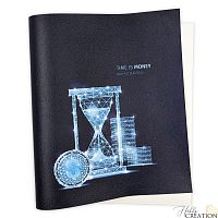 Кожзам с принтом "Time is money" 26*46 см. тиснение под кожу II, белый