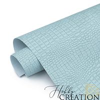 Переплетный кожзам тиснение крокодил, пепельно-голубой