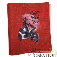 Кожзам с принтом "Пейдж" 26*46 см. тиснение крокодил, красный